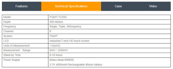 Геофизический детектор воды PQWT-TC500 500 метров силы 4000mAh